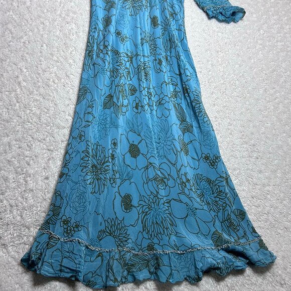 ICE Blue Floral Print‎ Silk Boho Dress Size 6 - Picture 7 of 7